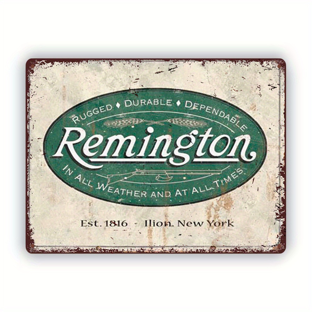 Vintage Lighting Decor - ป้ายโลหะวินเทจ Remington - เสน่ห์แบบชนบท, งานศิลปะจากแผ่นเหล็กที่ทนทานต่อสภาพอากาศ, ของตกแต่งสำนักงาน,