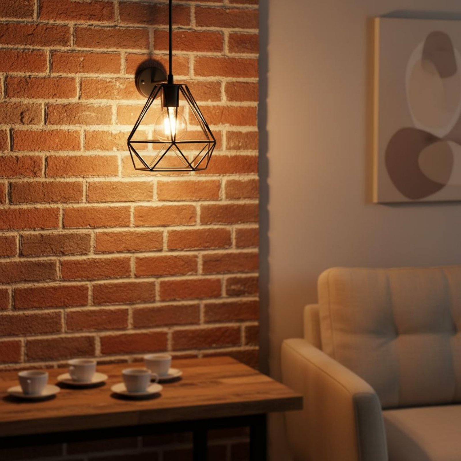 Geometric Lamp Shade - โคมไฟรูปทรงสี่เหลี่ยมขนมเปียกปูน โคมไฟโลหะแบบมินิมอล โครงโคมไฟทรงเรขาคณิต ดีไซน์โปร่ง โครงโคมไฟอเนกประสงค์ สำหรับร้านกาแฟ