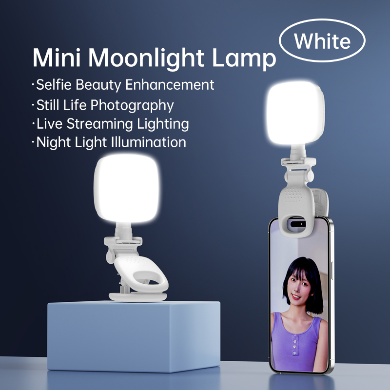 Lighting Gallery - ไฟเซลฟี่แบบหนีบพกพาขนาดเล็ก LED ปรับความสว่างได้ ใช้สำหรับถ่ายภาพด้วยโทรศัพท์ ถ่ายภาพกลางคืน ไฟพกพาขนาดเล็ก