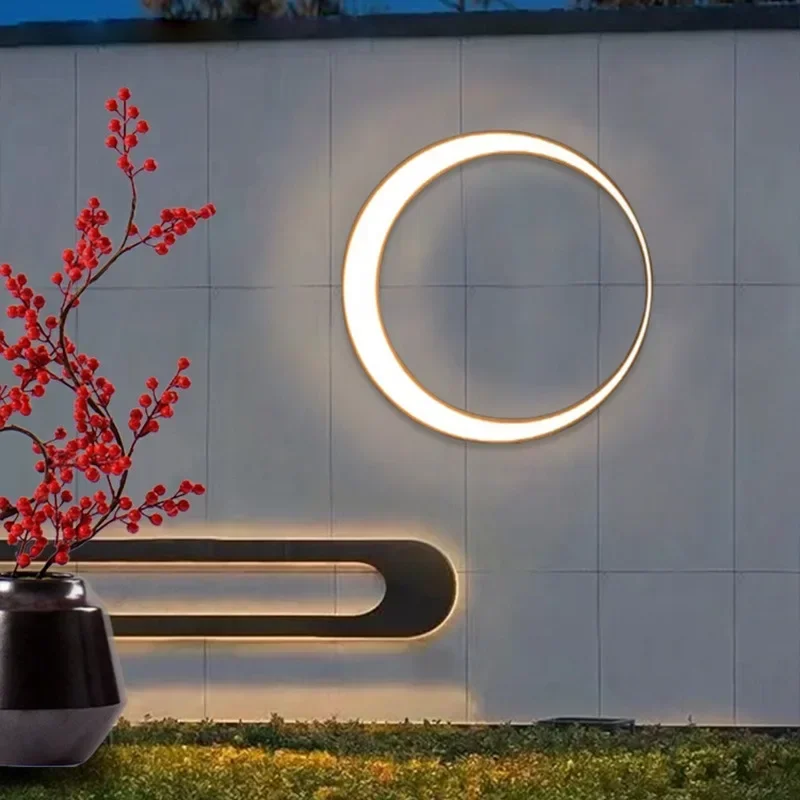 Lighting Decoration On Wall - โมเดิร์นกลางแจ้งกันน้ํา Moon Wall โคมไฟ Villa Entrance