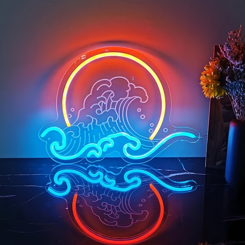 Lighting Decor Sunrise - ป้ายไฟนีออนรูปคลื่น แสงพระอาทิตย์ขึ้น-ตก ป้ายไฟ LED นีออน ปรับความสว่างได้ผ่าน