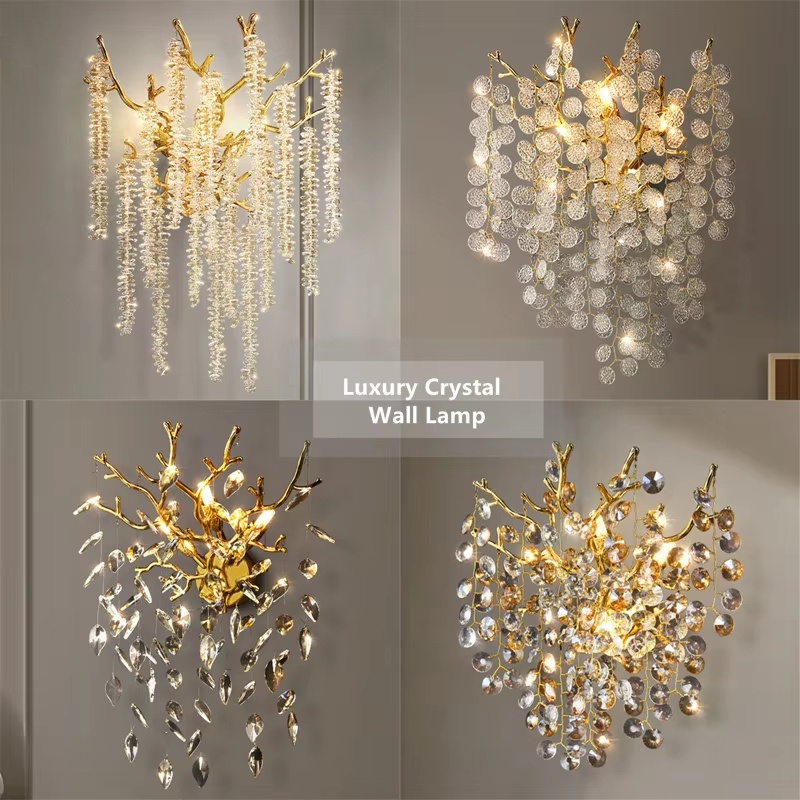 Lighting Decoration On Wall - โมเดิร์นหรูหราคริสตัลโคมไฟห้องนั่งเล่นห้องนอนโคมไฟข้างเตียงพื้นหลัง Villa บ้านแสงในร่มตกแต่ง LED Light