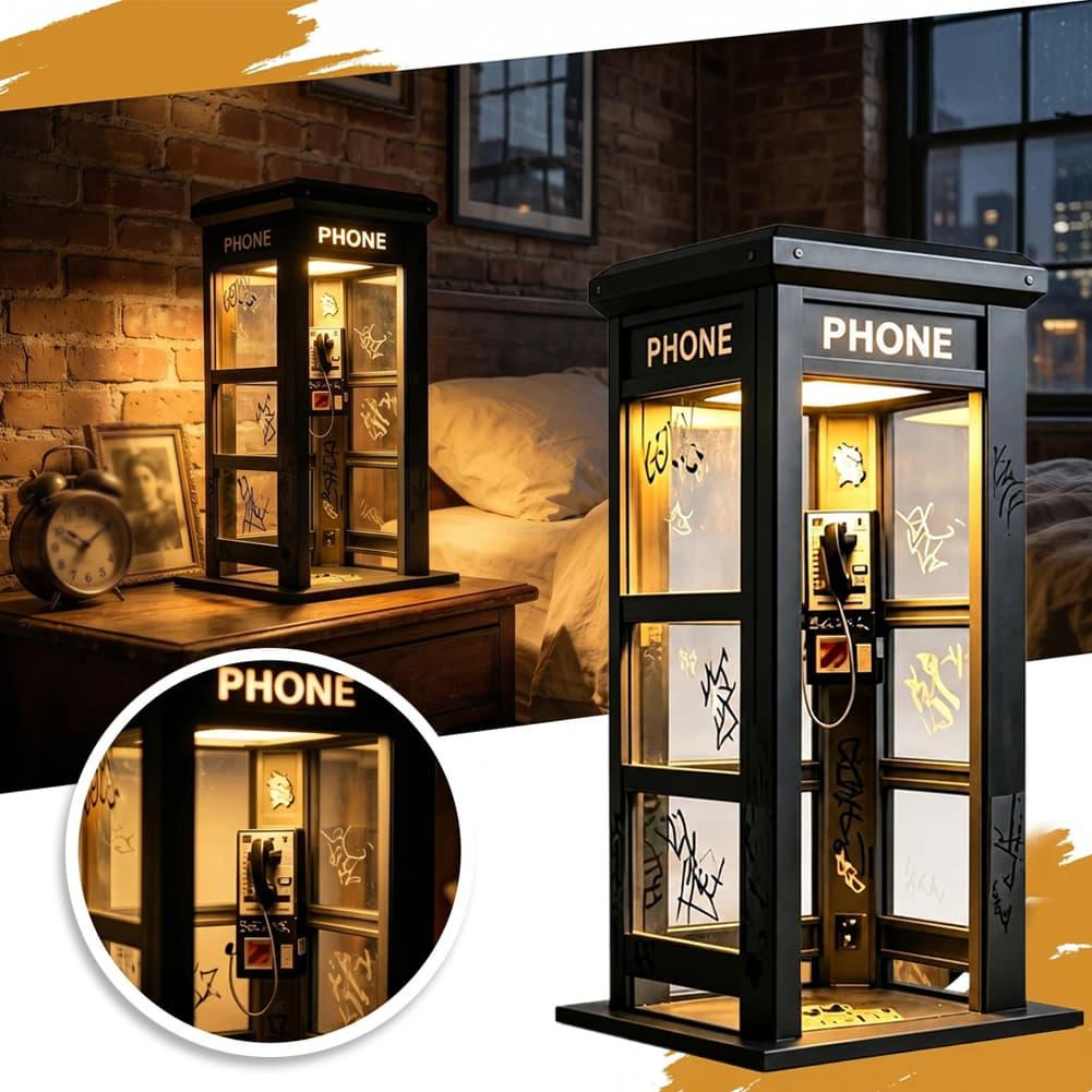 Decor Lighting Table Lamps - โคมไฟตั้งโต๊ะรูปตู้โทรศัพท์กราฟฟิตี้สไตล์เรโทร ตู้โทรศัพท์ลอนดอนขนาดเล็ก ไฟ LED สำหรับตกแต่งห้องนอน ของขวัญ