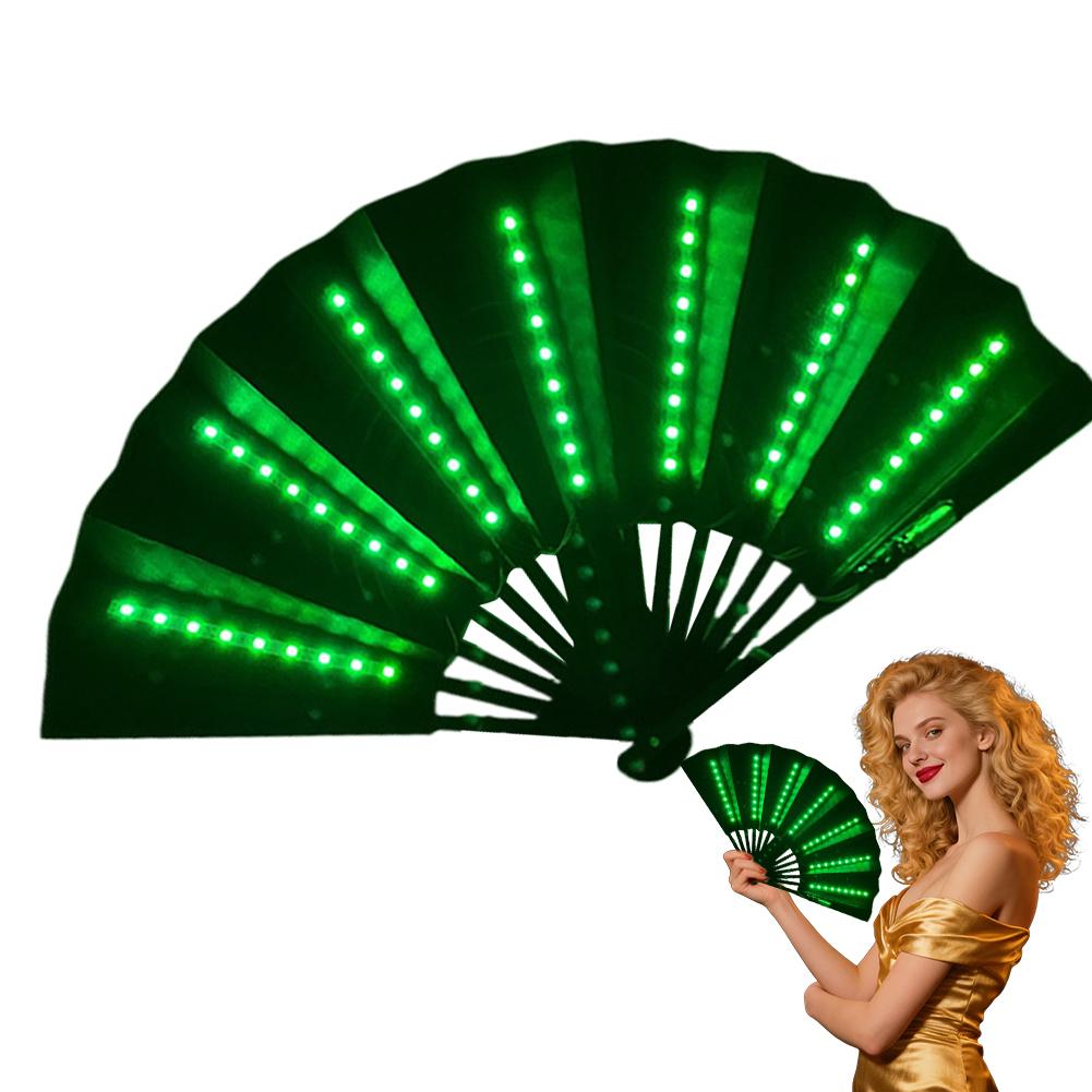 Decor Lighting Fans - พัดพับเรืองแสงสำหรับเต้นไลน์แดนซ์สำหรับผู้หญิง พัดมือเรืองแสงสำหรับการแสดงบนเวที ของตกแต่งงานวันเกิด งานแต่งงาน พัดมือ LED