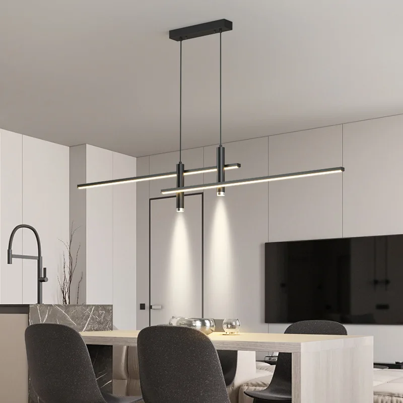 Lightings Decoration - โคมระย้าโต๊ะทานอาหาร LED สีทองสีดำสไตล์โมเดิร์นแบบมินิมอลสำหรับห้องครัวโคมไฟหลอดไฟตกแต่งการตกแต่งบ้านโคมไฟที่ติดตรึงความมันวาว