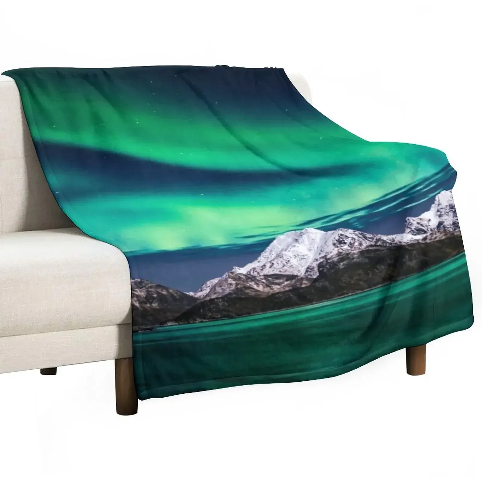 Home Decor Lighting Brands - ผ้าห่มลายตารางน่ารัก Mountain Northern Lights ผ้าห่มตกแต่งหรูหรา แบรนด์หรูหรา