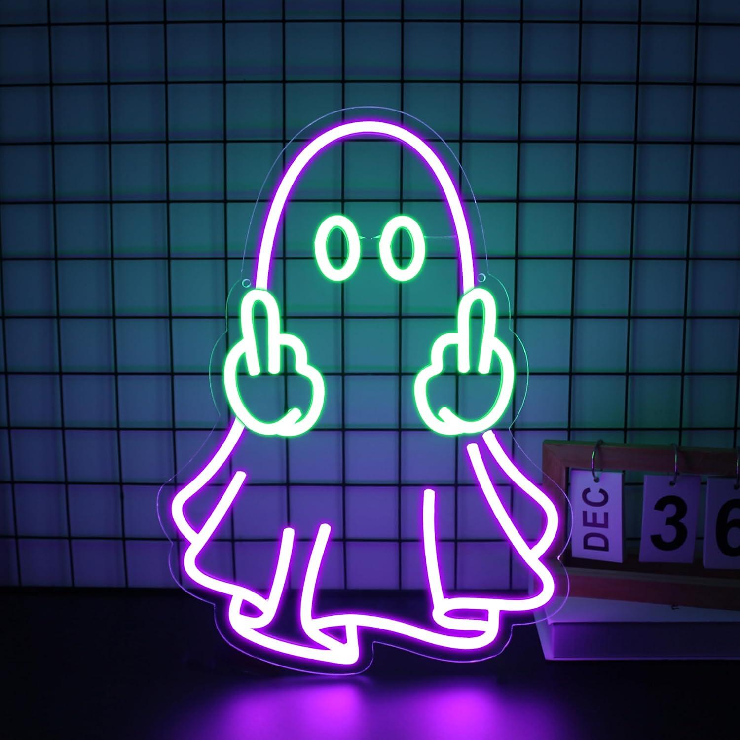 Lighting Decor Room - ป้ายไฟนีออนรูปผี ใช้พลังงานจาก USB ไฟ LED ปรับความสว่างได้