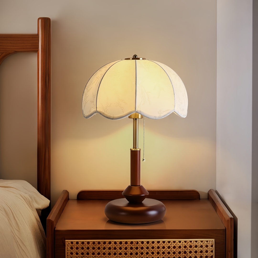 Vintage Lighting Decor - โคมไฟตั้งโต๊ะทรงโดมแบบวินเทจ สำหรับห้องนอน โต๊ะข้างเตียง ห้องทำงาน ทางเข้าบ้าน พร้อมสายดึงแบบเรโทร