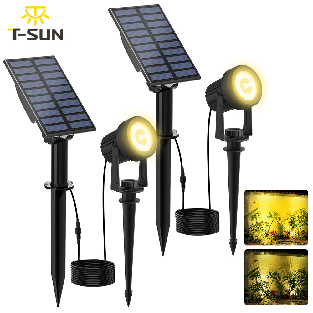 Lighting Decor Sunrise - 2ชิ้นไฟ LED พลังงานแสงอาทิตย์ไฟสปอตไลท์สว่างจ้า IP65กลางแจ้งโคมไฟพลังงานแสงอาทิตย์3000K/6000K สำหรับตกแต่งสวนไฟแสงอาทิตย์