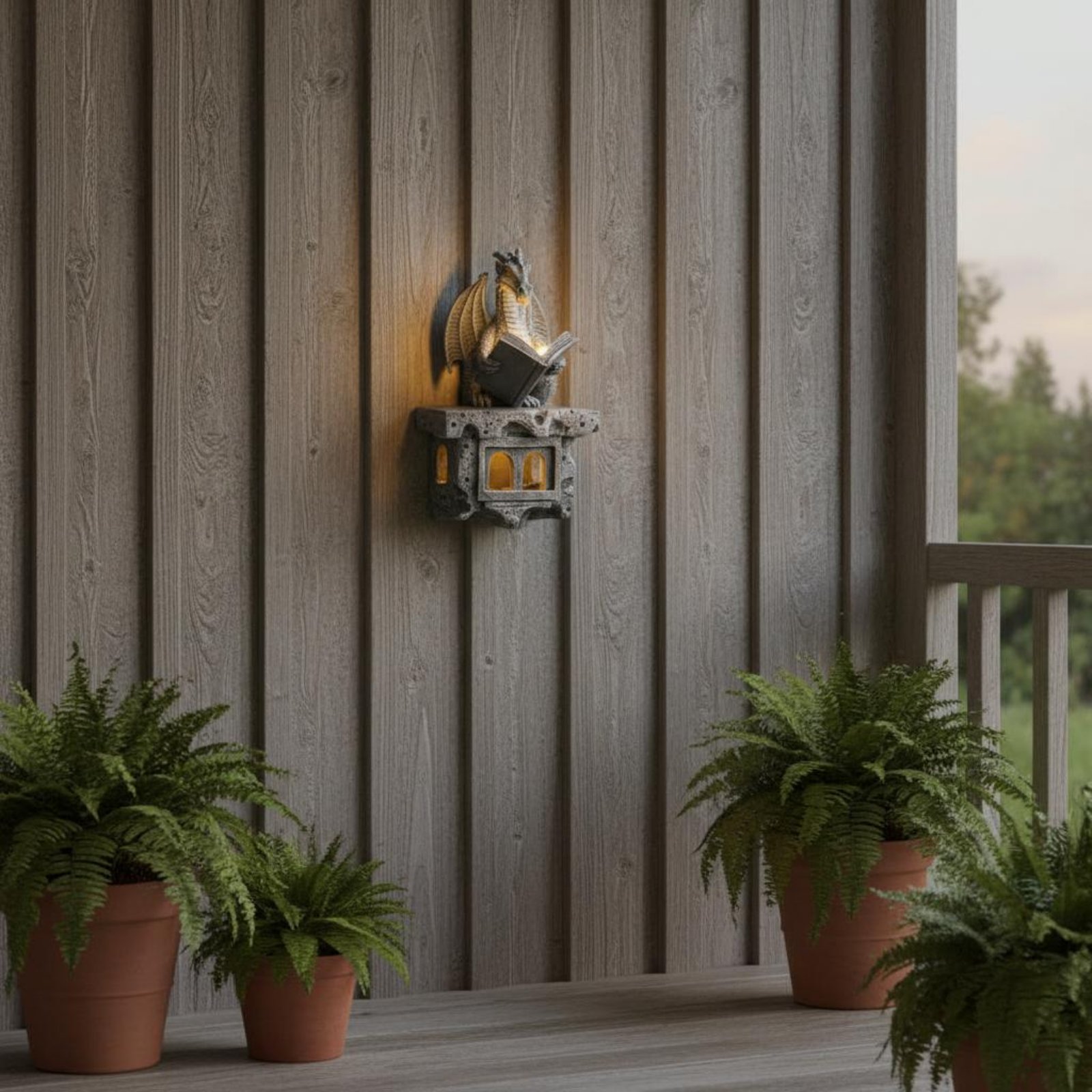 Lighting Decoration On Wall - ไฟประดับสวนรูปวิเวิร์นพลังงานแสงอาทิตย์ เปิด/ปิดอัตโนมัติ ตกแต่งสวนสวยงามสไตล์ยุคกลาง ไฟตกแต่งภายนอกสำหรับลานบ้าน