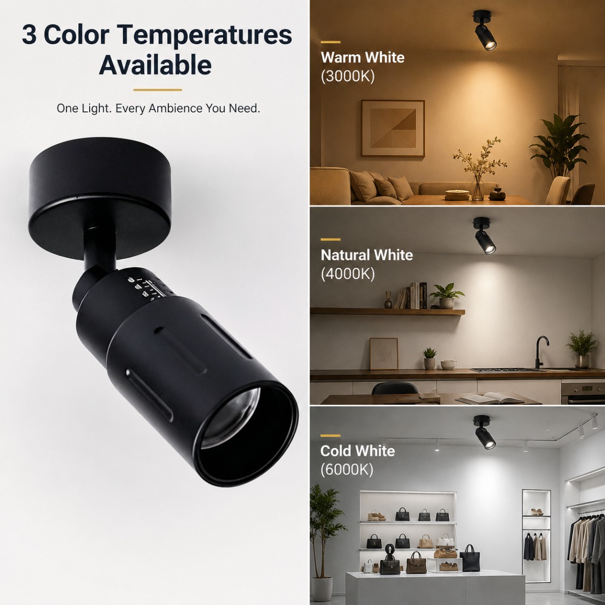 Lighting Gallery - JOYINLED ไฟรางปรับซูมได้ 9W, 3 ° -60