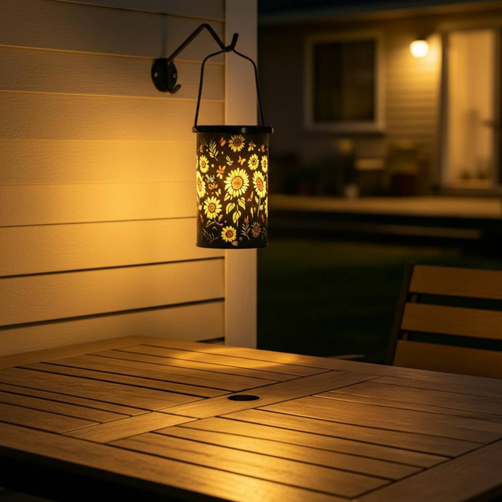 Vintage Lighting Decor - โคมไฟลายดอกไม้ ดีไซน์วินเทจ โคมไฟพลังงานแสงอาทิตย์แบบแขวน โคมไฟพลังงานแสงอาทิตย์แบบแกะสลัก ไฟ LED