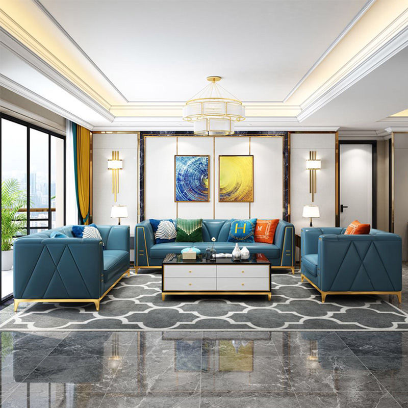 Decor Lighting Sales - ชุดโซฟาตกแต่งบ้านสีฟ้าอ่อน ดีไซน์มินิมอล สำหรับโฮมออฟฟิศ ราคาประหยัด สั่งทำได้ นั่งสบาย