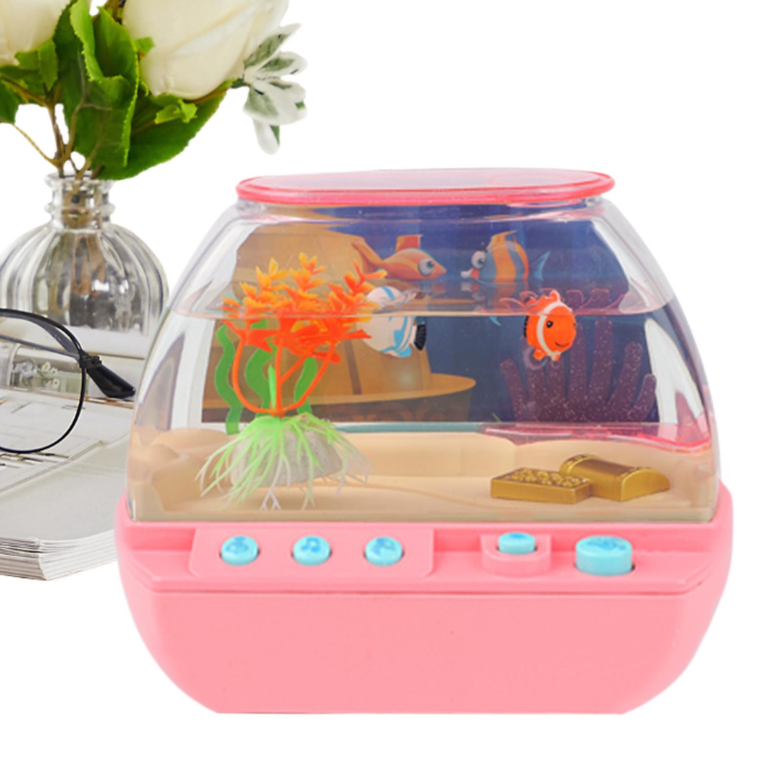 Lightings Decoration - ตู้ปลาของเล่นตกแต่งบ้านพร้อมเสียงเพลงและแสงไฟ ตู้ปลาจำลองสำหรับเด็กชายและเด็กหญิง เหมาะสำหรับตกแต่งบ้าน อพาร์ทเมนท์ ห้องนั่งเล่น และห้องนอน