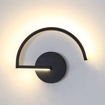 Lightings Decoration - โคมไฟติดผนัง LED สไตล์นอร์ดิกสมัยใหม่, โคมไฟติดผนังทรงเรขาคณิตสีดำแบบมินิมอลสำหรับตกแต่งห้องนอนข้างเตียงห้องนั่งเล่น, ไฟตกแต่งบ้านสุดสร้างสรรค์