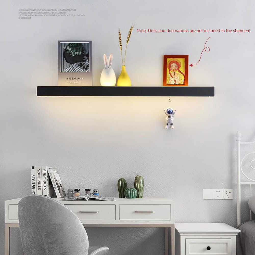 Lighting Room Decor Photo - ชั้นวางของติดผนังแบบลอยตัว LED รุ่นใหม่ ชั้นวางอะลูมิเนียมสำหรับตกแต่งบ้าน ชั้นเก็บของสำหรับหนังสือ กรอบรูป