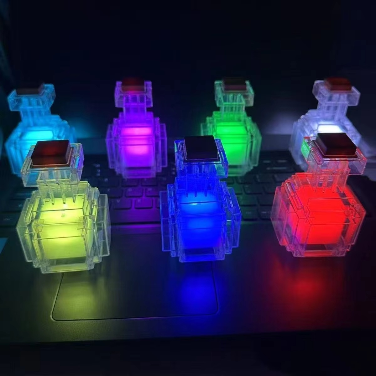 Lighting Home Decor Items - ไฟกลางคืนแบบขวดน้ำยาชาร์จได้ ไฟ LED เปลี่ยนสีได้ 7 สี