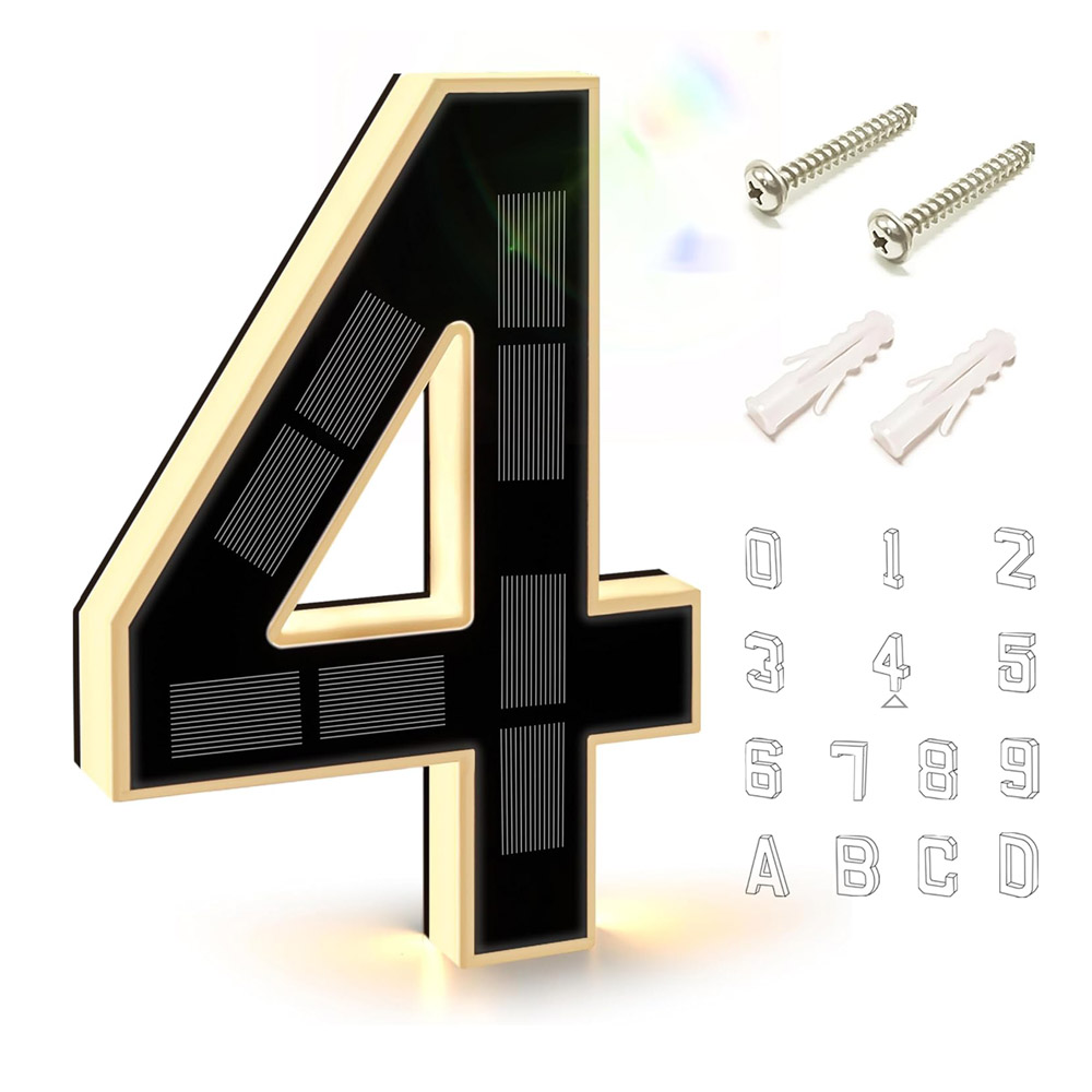 Decor Lighting Address - ไฟส่องเลขที่บ้านพลังงานแสงอาทิตย์ขนาด 12 ซม. สำหรับภายนอกอาคาร กันน้ำ พร้อมแผงโซลาร์เซลล์