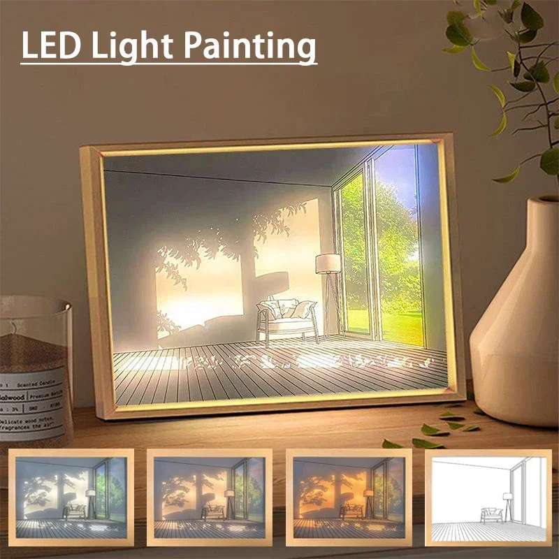 Lighting Room Decor Photo - ตกแต่งไฟ LED ภาพวาดปลั๊ก USB Dimming Wall