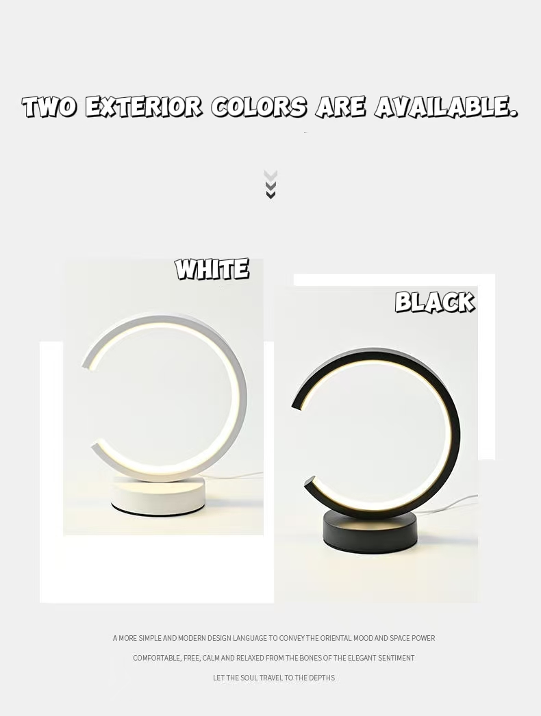 Decor Lighting Table Lamps - โคมไฟตั้งโต๊ะวงแหวน LED ขนาด 20 ซม. แบบเรียบง่าย