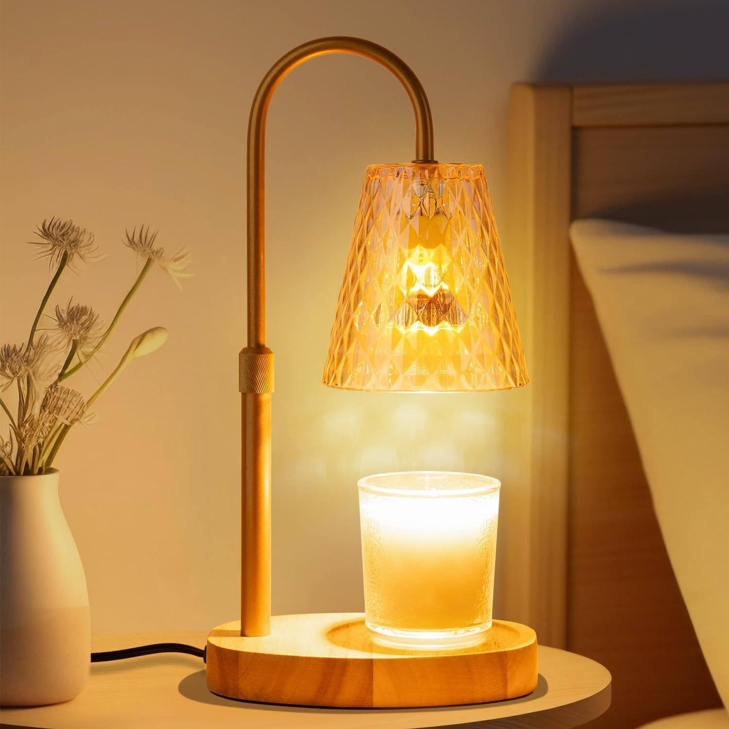 Vintage Lighting Decor - โคมไฟอุ่นเทียนไร้เปลวไฟ พร้อมโคมแก้ว แสงเทียนหอมสไตล์วินเทจ ตกแต่งโต๊ะทำงาน