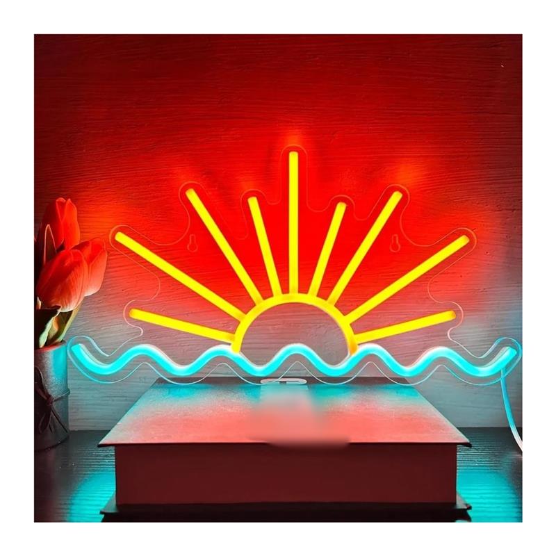 Lighting Decor Sunrise - ป้ายไฟนีออนพระอาทิตย์ขึ้น พระอาทิตย์ตก ลายคลื่นทะเล สำหรับตกแต่งห้องนั่งเล่น งานปาร์ตี้ บาร์