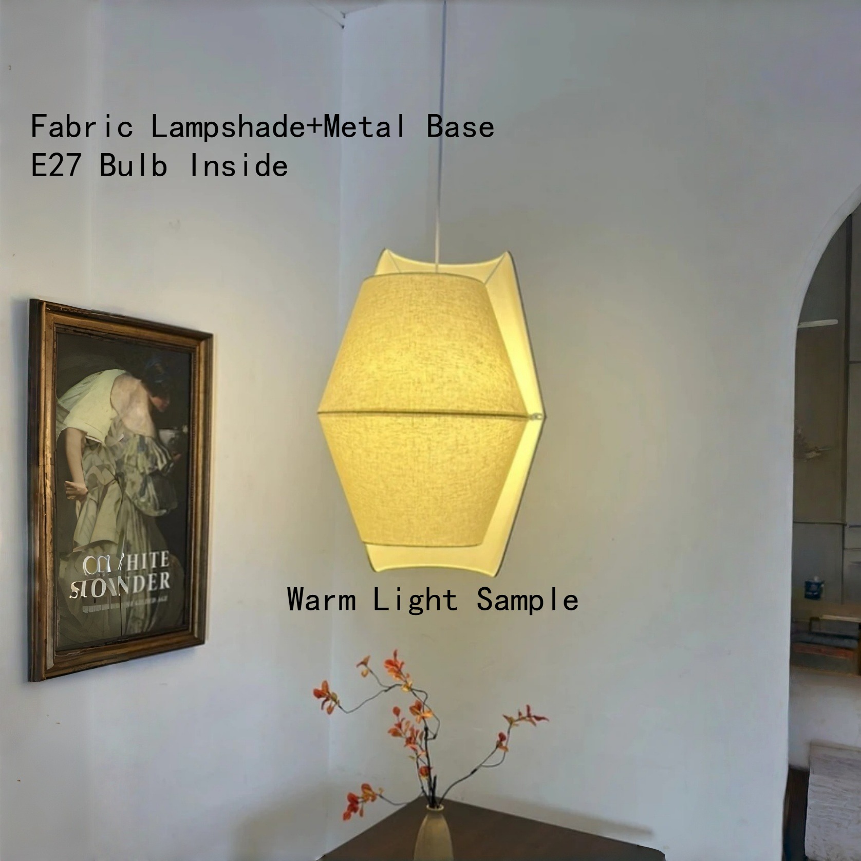Lighting Home Decor Items - โคมไฟแขวนสไตล์ญี่ปุ่น E27 โคมไฟเพดานผ้าตกแต่งห้องนอน ของตกแต่งห้องรับประทานอาหาร ไฟ LED