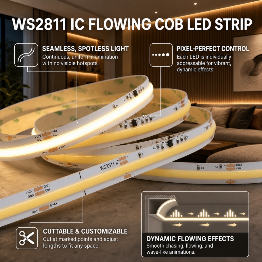 Orange Lighting Decor - ไฟ LED แบบ COB WS2811 ควบคุมแอดเดรสได้