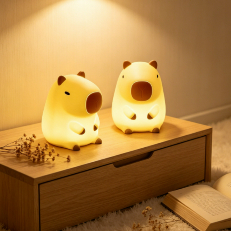 Decor Lighting Sales - โคมไฟคาปิบาร่าน่ารัก ไฟกลางคืนการ์ตูนซิลิโคน โคมไฟข้างเตียงสร้างสรรค์ สำหรับตกแต่งห้อง ของขวัญวันเกิด ลดราคา