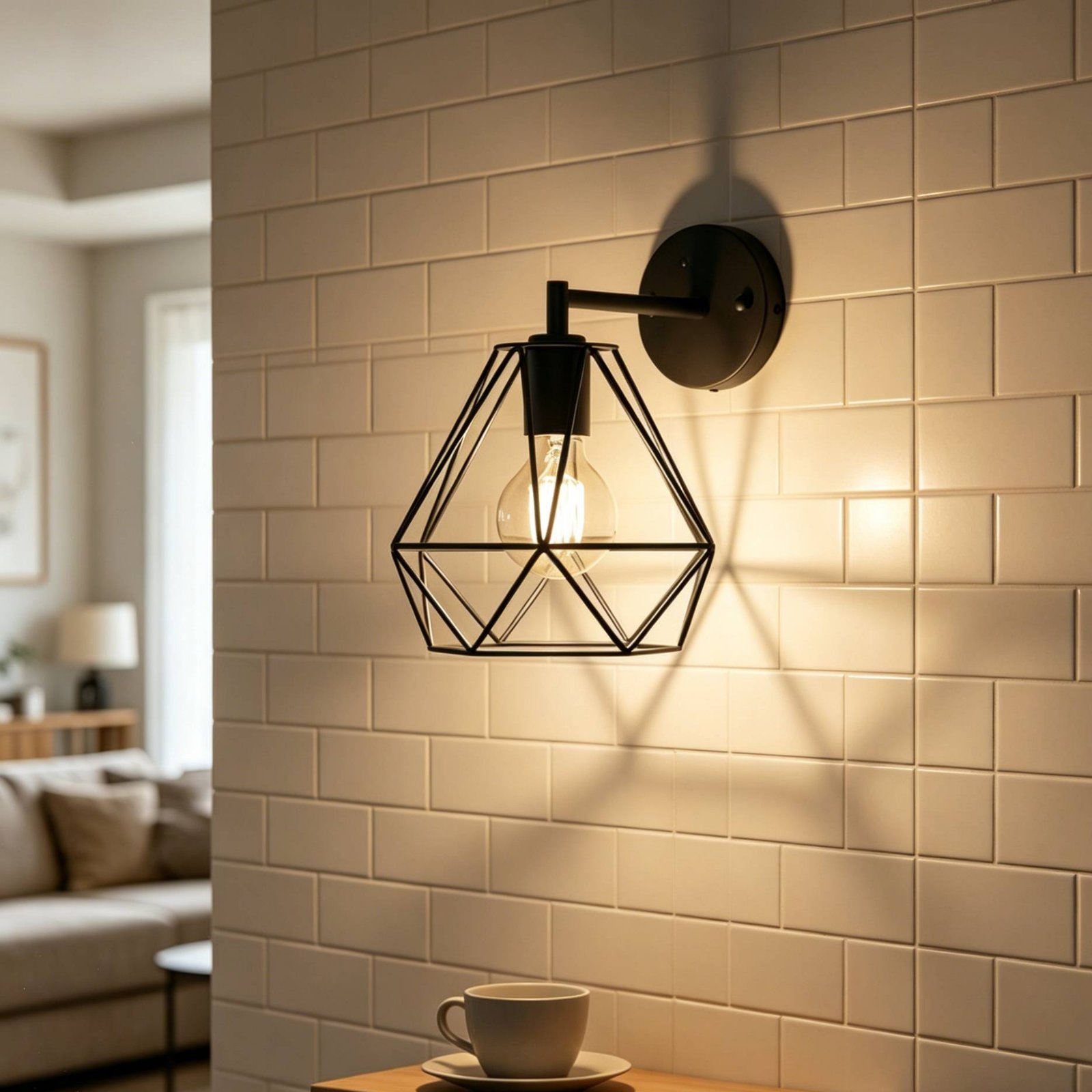 Geometric Lamp Shade - โคมไฟทรงเพชร ดีไซน์เรียบง่าย โครงโลหะ โคมไฟทรงเรขาคณิต สำหรับตกแต่งคาเฟ่ ห้องครัว