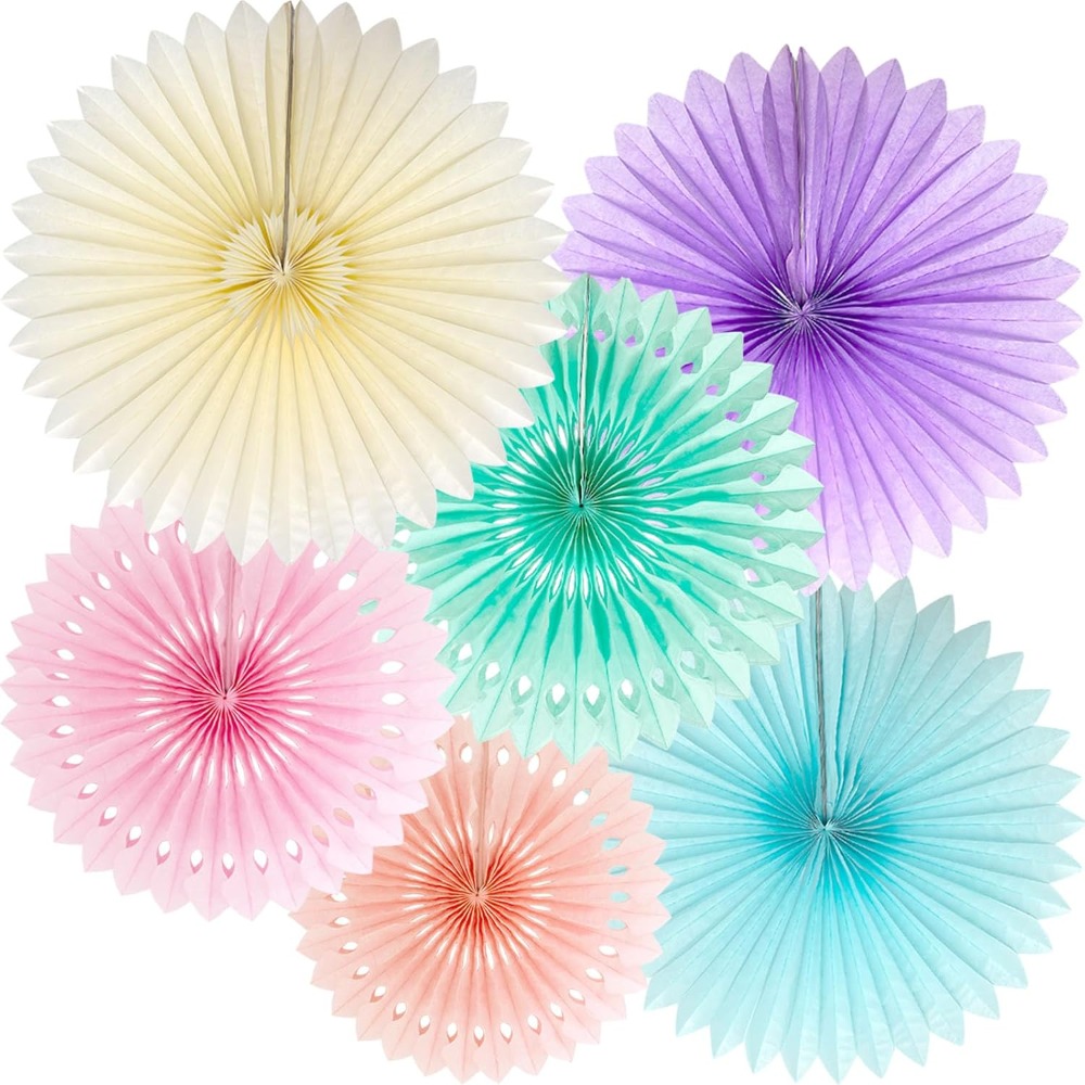 Decor Lighting Fans - สายรุ้งพาสเทลแฟนกระดาษตกแต่งไอศกรีมที่มีสีสันอีสเตอร์ Macaron แขวนผนังสีชมพูสีฟ้าสีม่วง Mint พีช