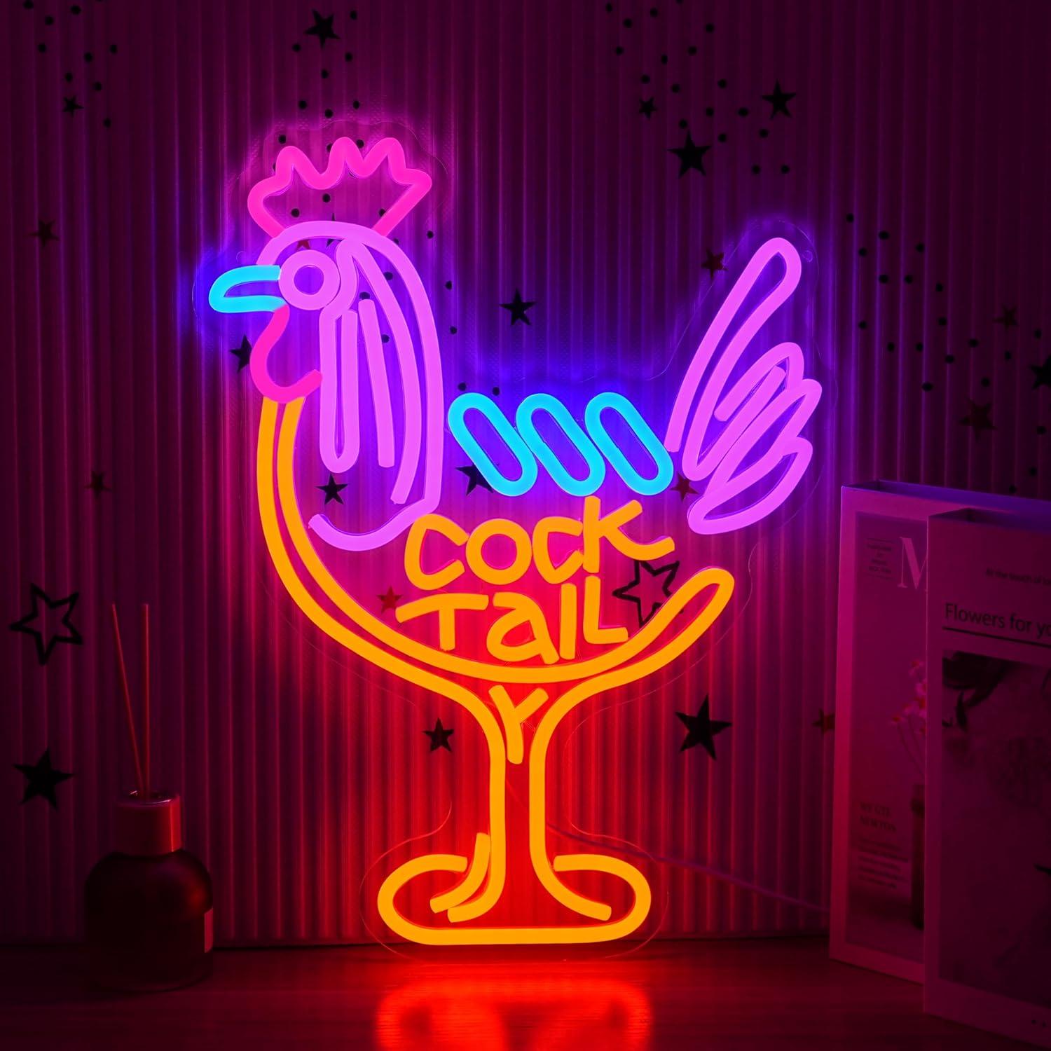 Kitchen Decor Lighting - ป้ายไฟนีออนค็อกเทล ไฟ LED ปรับความสว่างได้ผ่าน USB สำหรับบาร์