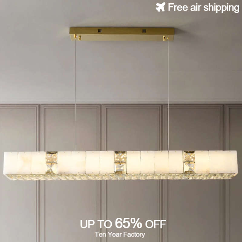 Elements Lighting Decor - โคมไฟระย้า LED สีดำทองสไตล์โมเดิร์น พร้อมอะคริลิกและคริสตัลสำหรับตกแต่งเพดานห้องนั่งเล่น