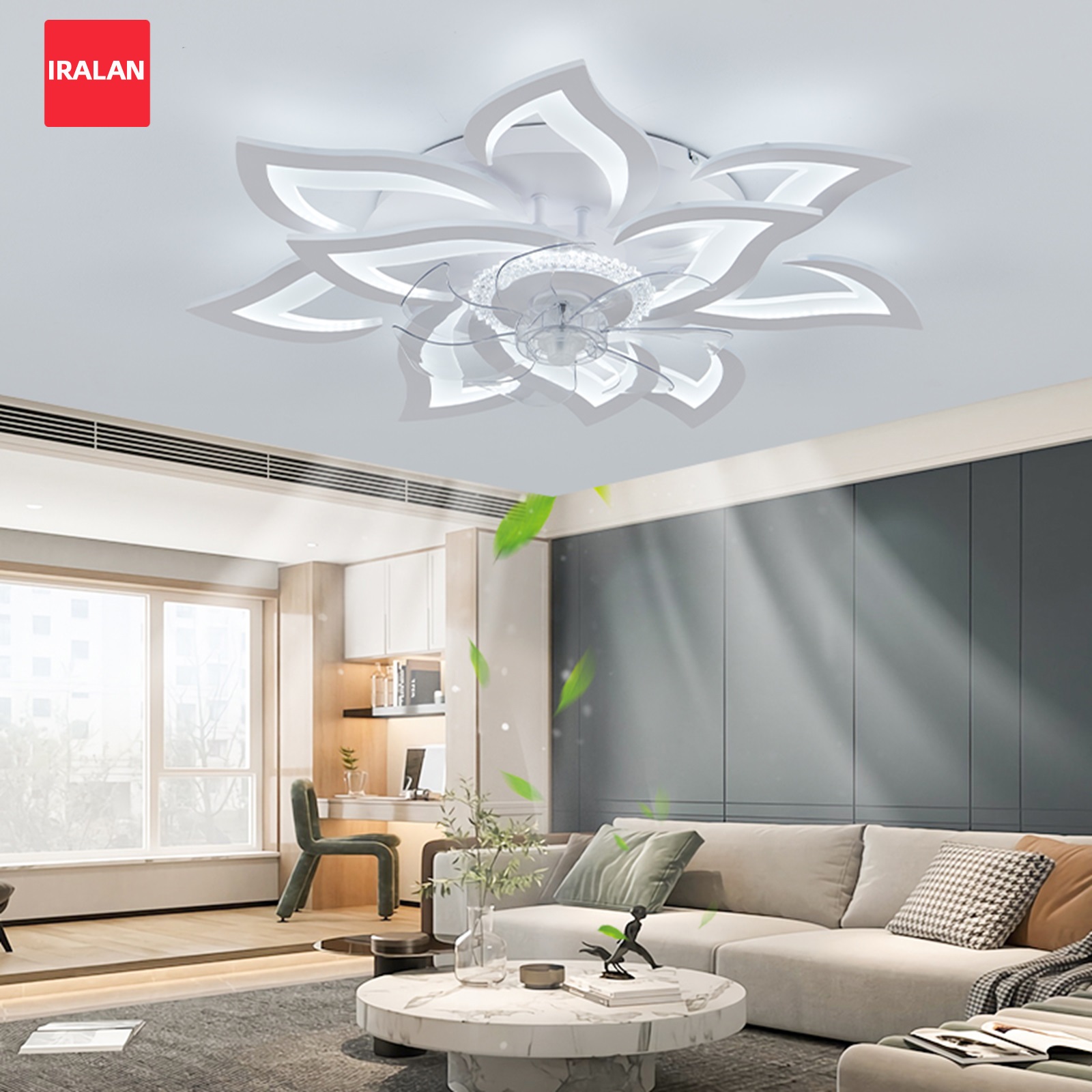 Decor Lighting Fans - พัดลมเพดานลายดอกไม้พร้อมไฟตกแต่งบ้าน สไตล์นอร์ดิกหรูหรา 6 ระดับความเร็วลม พร้อมรีโมทคอนโทรลปรับความสว่าง