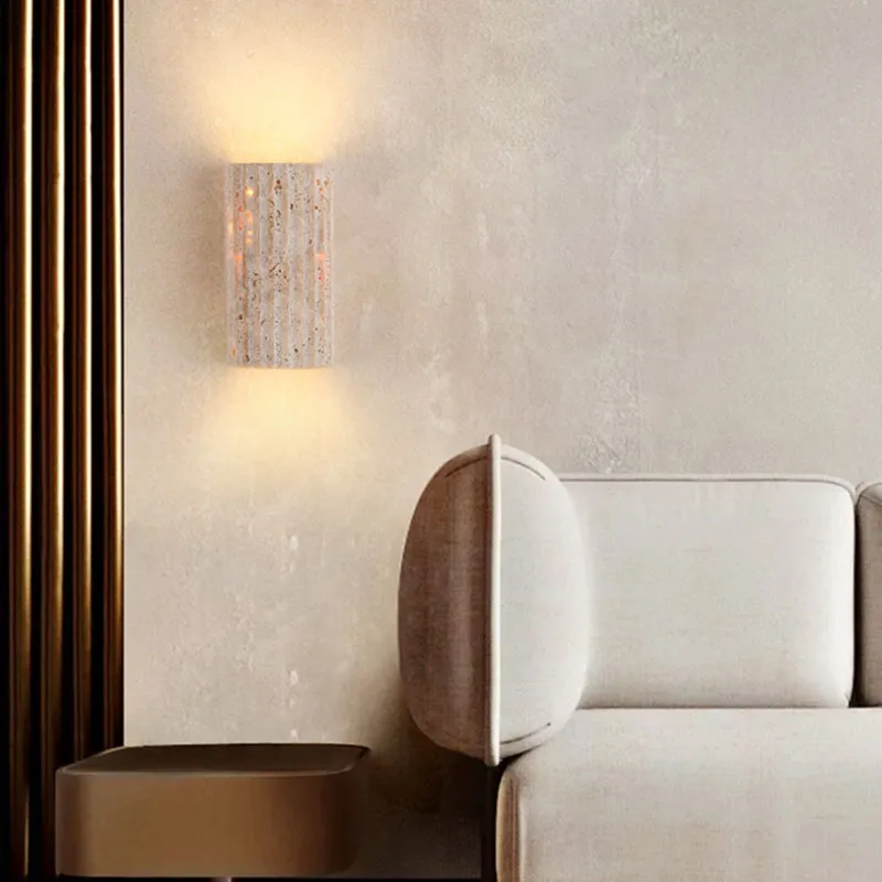 สีเหลือง Travertine หินโคมไฟติ - Lighting Decoration On Wall บทวิจารณ์และราคา