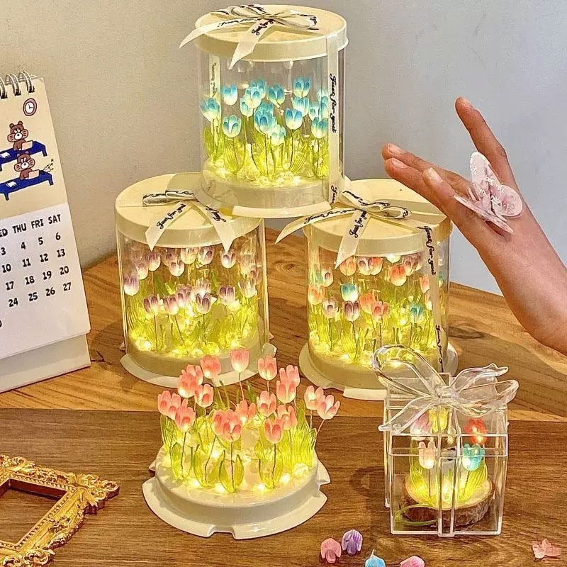 โคมไฟดอกทิวลิป DIY กล่องเค้กดอ - Decor Lighting Table Lamps บทวิจารณ์และราคา