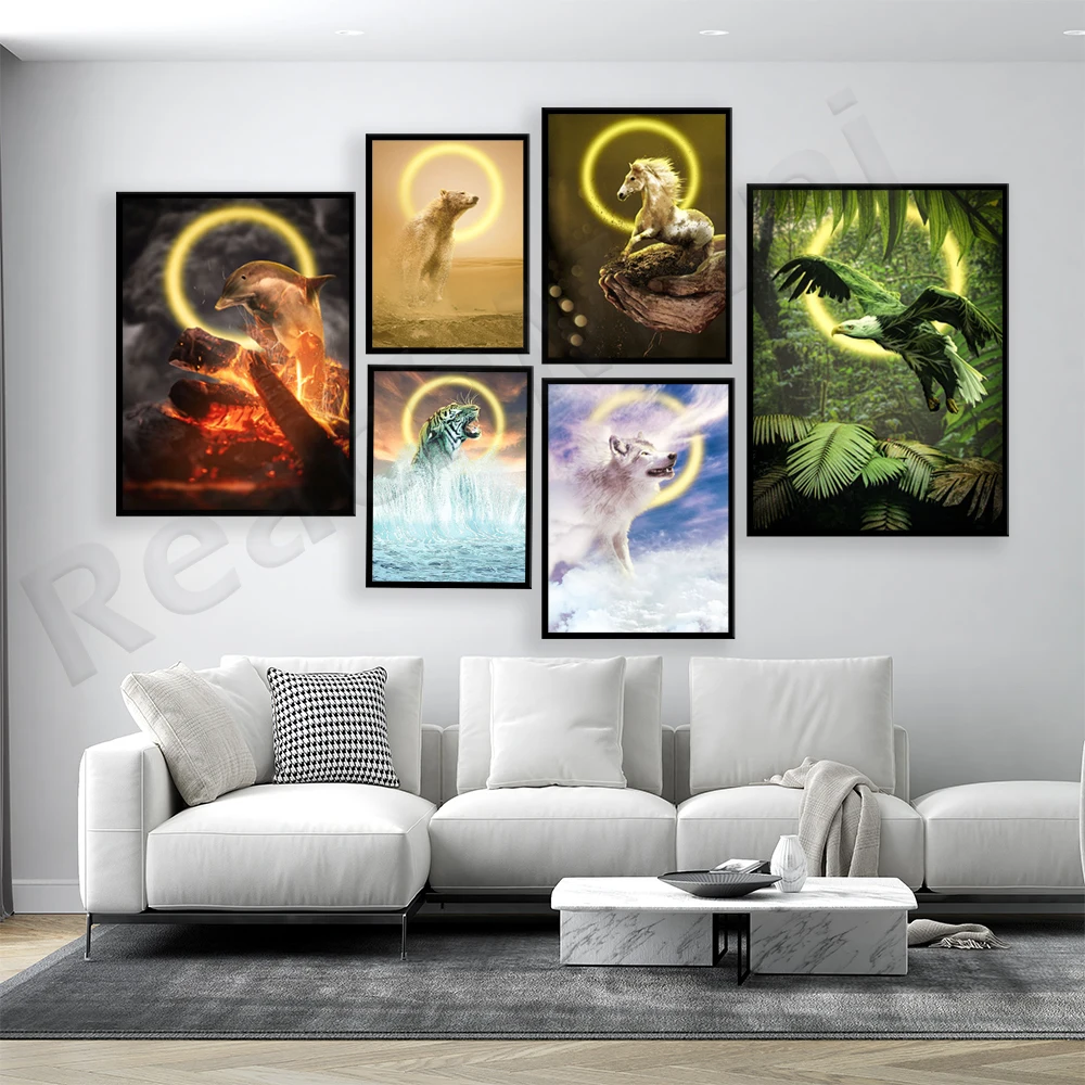 ภาพวาดสัตว์บนผ้าใบเรืองแสง รูป - Elements Lighting Decor บทวิจารณ์และราคา