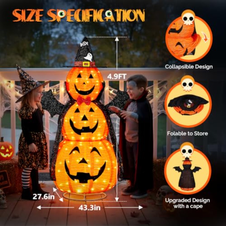 ของตกแต่งฮาโลวีนกลางแจ้ง: ฟักท - Orange Lighting Decor บทวิจารณ์และราคา