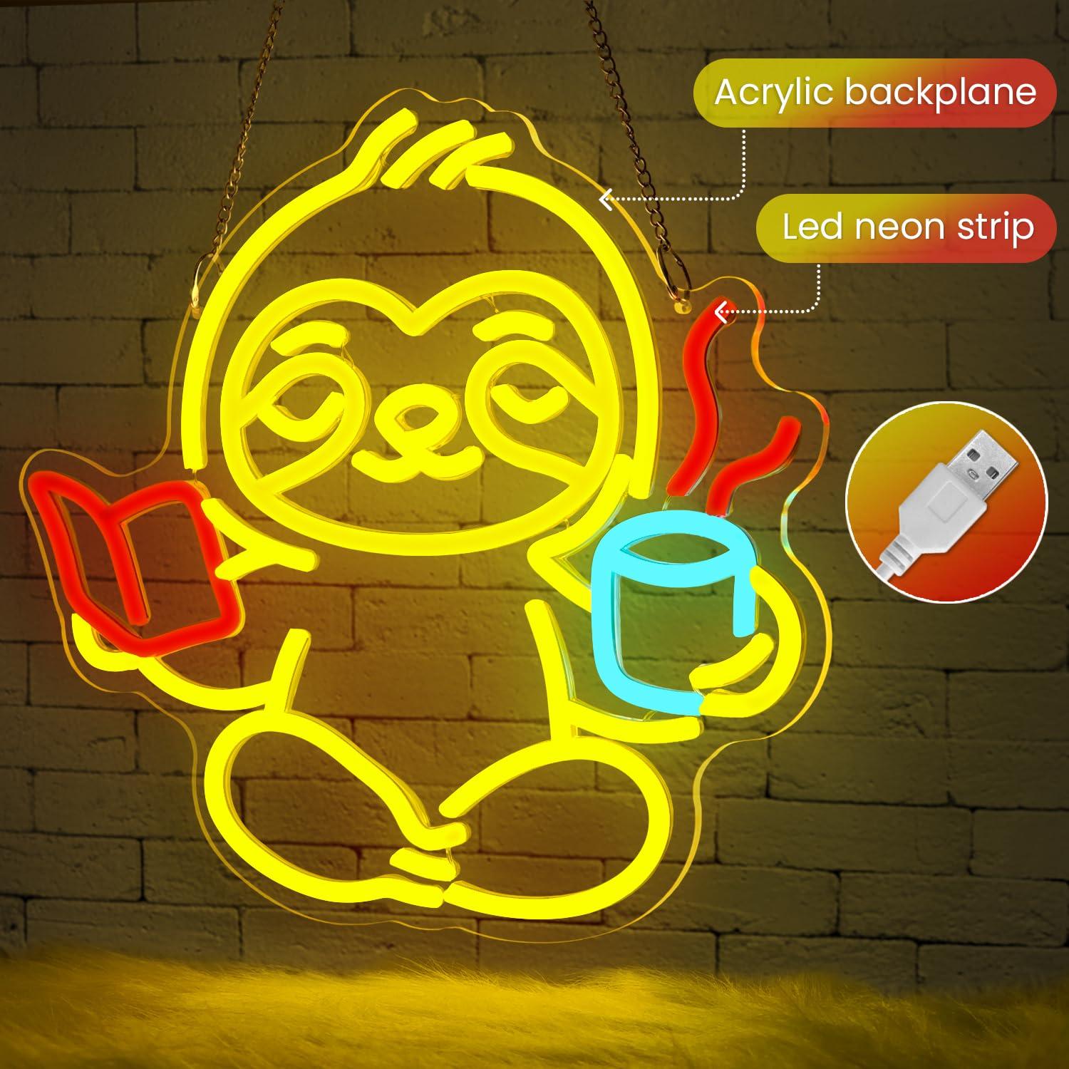 ป้ายไฟนีออนรูปสลอธ ไฟ LED ปรับ - Lighting Decor Room บทวิจารณ์และราคา