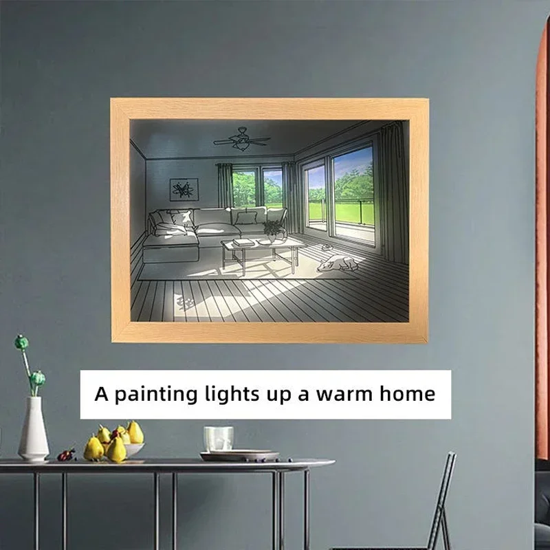 ตกแต่งไฟ LED ภาพวาดปลั๊ก USB D - Lighting Room Decor Photo บทวิจารณ์และราคา