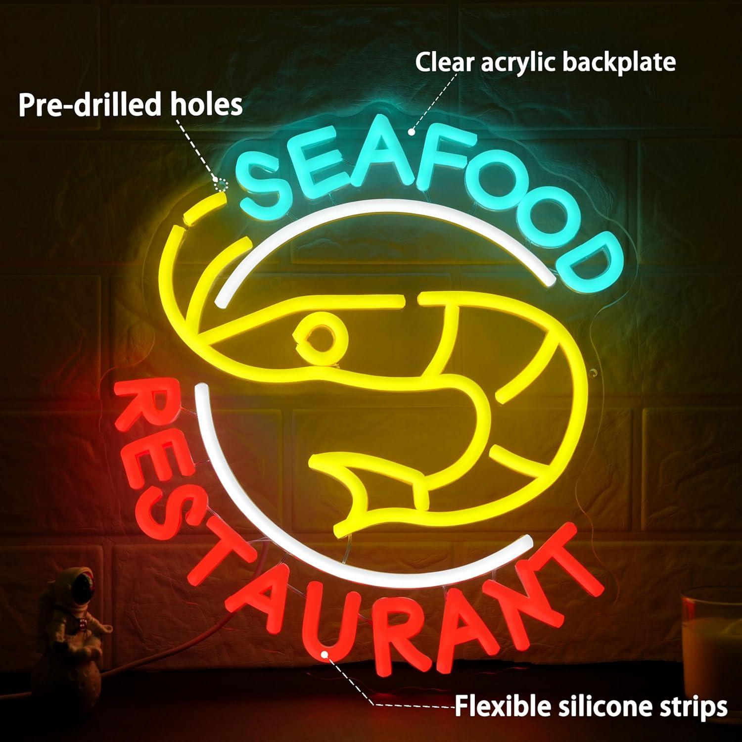 ป้ายไฟนีออนร้านอาหารทะเล ไฟ LE - Kitchen Decor Lighting บทวิจารณ์และราคา