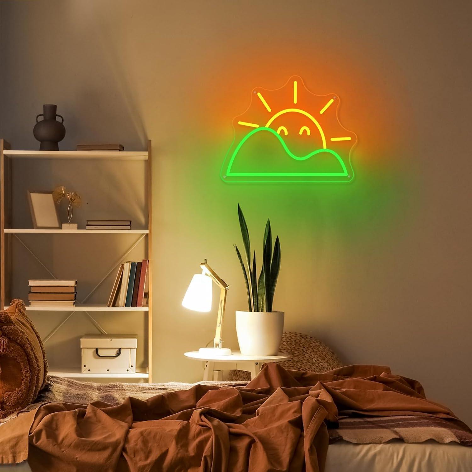 ป้ายไฟนีออนรูปพระอาทิตย์ขึ้น ไ - Lighting Decor Sunrise บทวิจารณ์และราคา