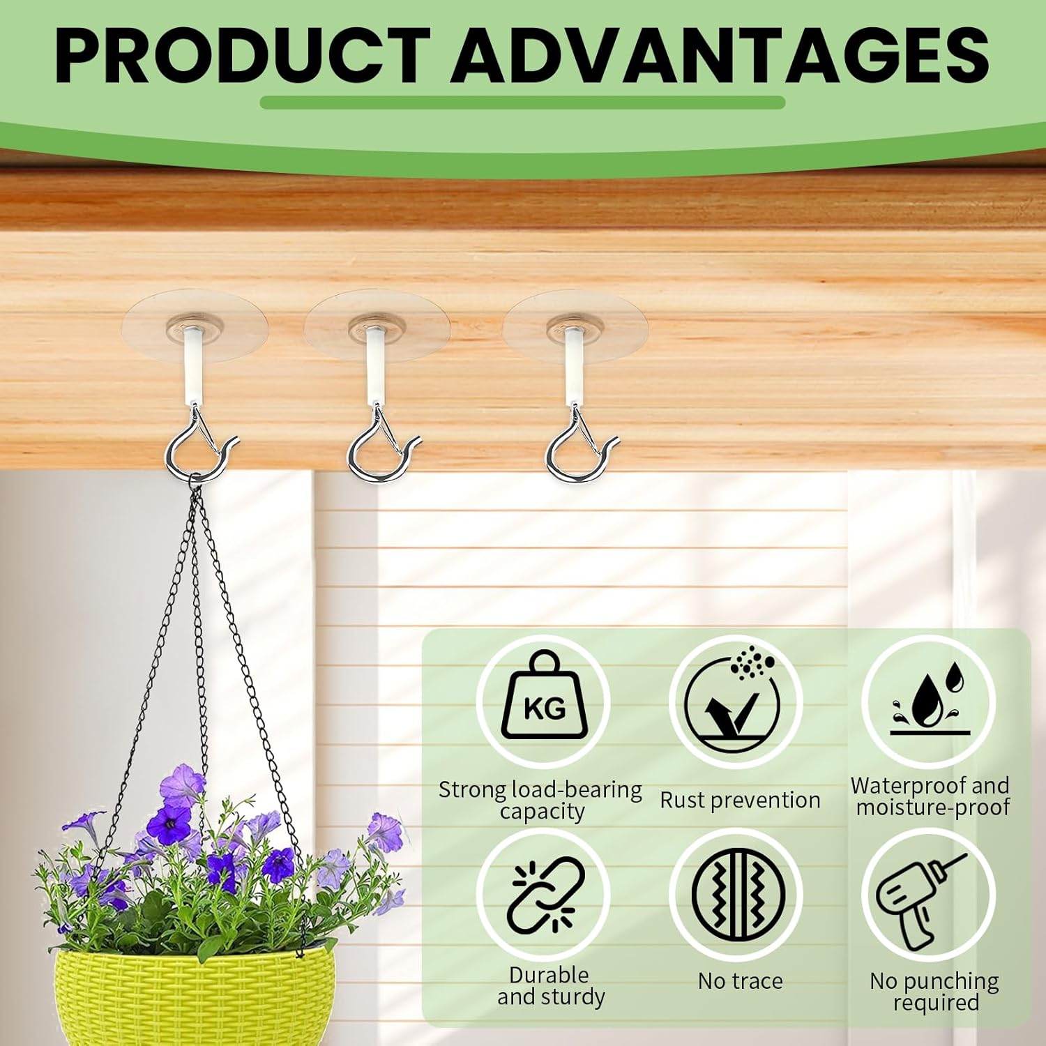 ตะขอแขวนเพดานแบบติดผนัง 5 ชิ้น - Kitchen Decor Lighting บทวิจารณ์และราคา