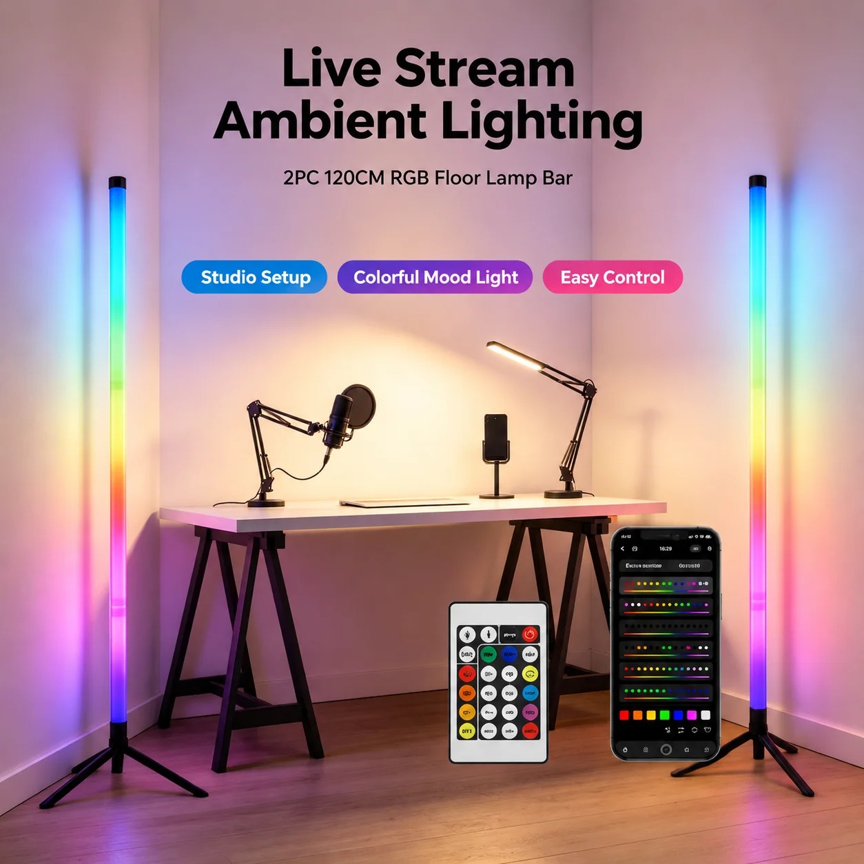 โคมไฟตั้งพื้น RGB ขนาด 120 ซม. - Lighting Decor Room บทวิจารณ์และราคา