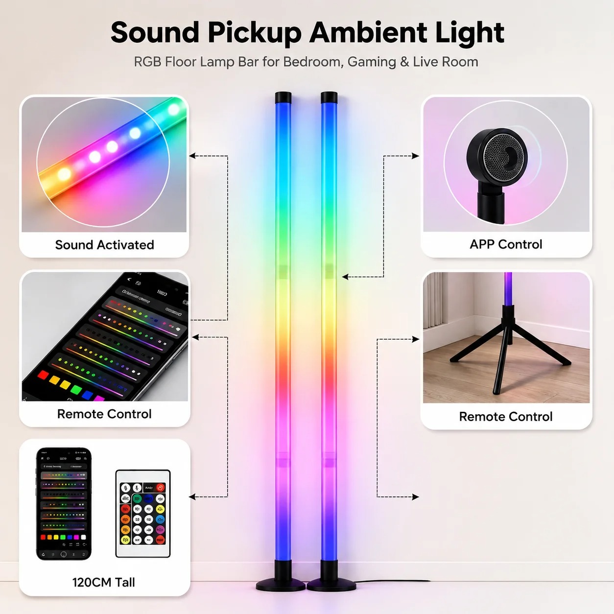 โคมไฟตั้งพื้น RGB ขนาด 120 ซม. - Lighting Decor Room บทวิจารณ์และราคา