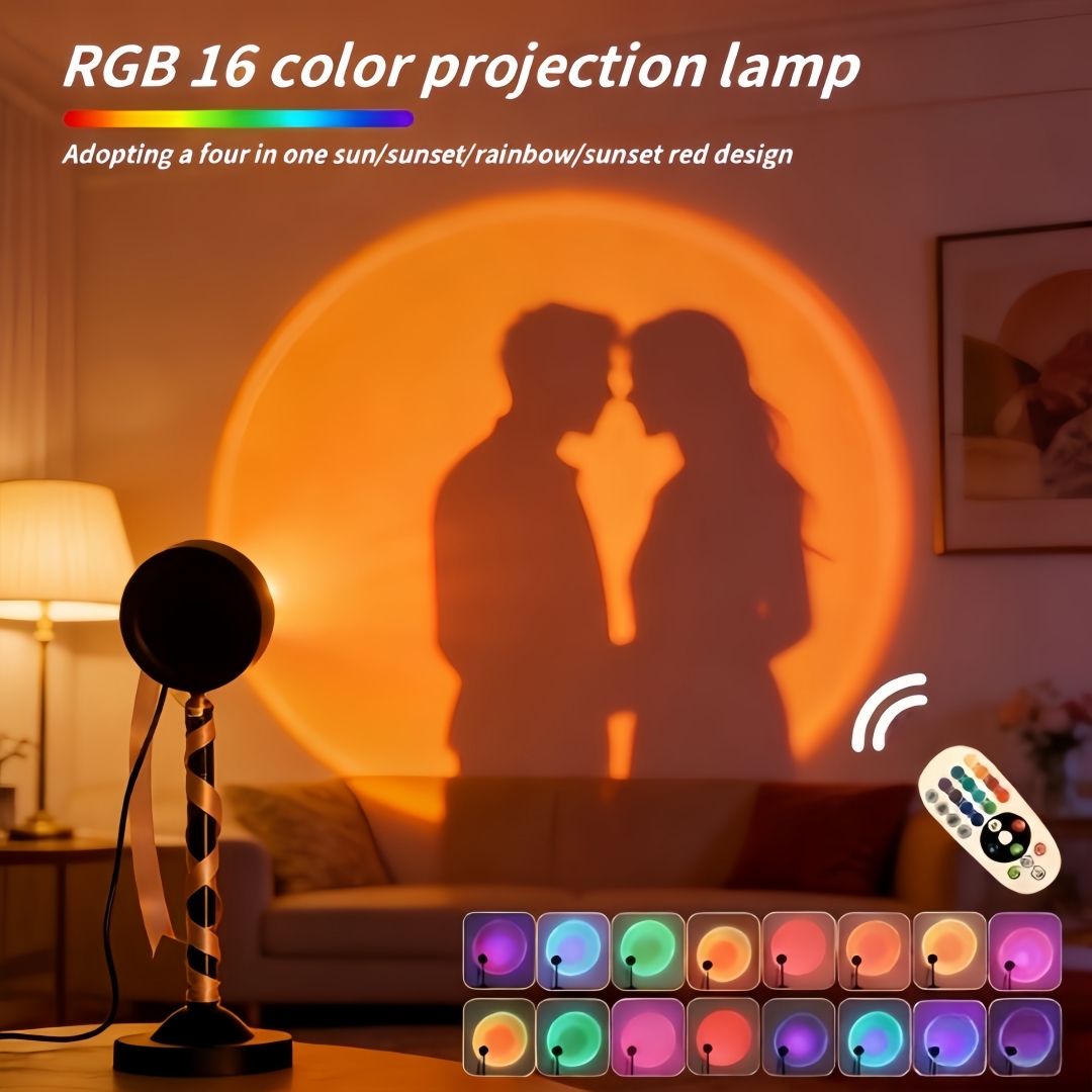 โคมไฟฉายแสงพระอาทิตย์ตก 16 สี  - Lighting Room Decor Photo บทวิจารณ์และราคา