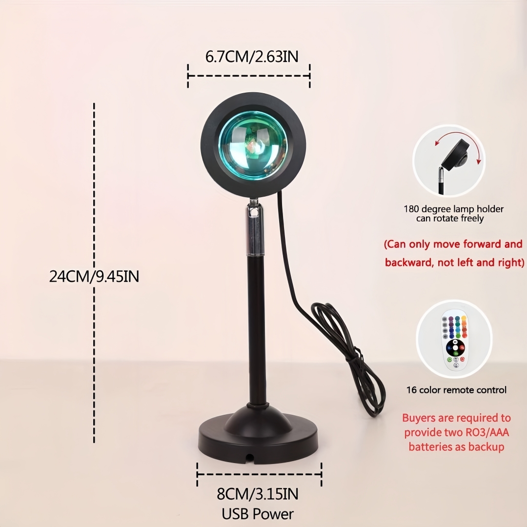 โคมไฟฉายแสงพระอาทิตย์ตก 16 สี  - Lighting Room Decor Photo บทวิจารณ์และราคา